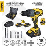 RTX3020 Şarjlı Darbeli Matkap Kömürsüz 150 Nm 2x4 Ah Plus Çift Akü Hızlı Şarj X-Lion - Akü Dahil