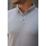 Ru Collective Erkek Düğmeli Yaka Waffle Kumaş Kısa Kollu Tişört - Gri - 2XL