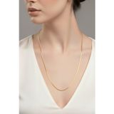 Rua Jewelry Çelik 2 mm Altın Renk Yassı Yılan Kolye - Uzun 60 cm| Kararmaz , Unisex , 2 Yıl Garantili