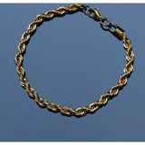 Rua Jewelry Çelik Burgu Halat Bileklik 21 Cm 5 Mm Altın Renk | Kararmaz , Unisex , 2 Yıl Garantili