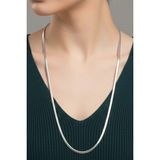Rua Jewelry Çelik Yassı Yılan Kolye - Extra Uzun 65 cm 3 mm Gümüş Renk | Kararmaz , Unisex , 2 Yıl Garantili