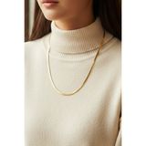 Rua Jewelry Çelik Yassı Yılan Kolye - Uzun 60 cm 3 mm Altın Renk | Kararmaz , Unisex , 2 Yıl Garantili