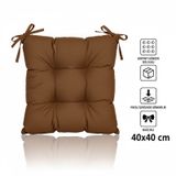 Rual 4 Lü Sandalye Minderi Bağcıklı, Çökme Yapmaz Sünger Dolgulu, Yıkanabilir 40x40 Cm Kahverengi