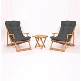 Rual Gri Renkli Su Geçirmez UV Korumalı Kumaştan Şezlong Sandalye Minderi 110 x 50 cm 2 Adet