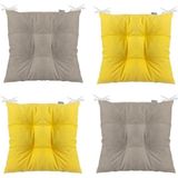 Rual Sarı Bej 4 Lü Kombin Pofidik Kare Sandalye Minderi 40 x 40 cm - Standart - Gri