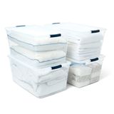 Rubbermaid Cleverstore 39 Litre Mandal Kapaklı Plastik Saklama Kutusu, 4 Adet