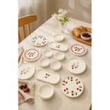 Rubby Cherry 14 Parça 6 Kişilik Handmade Stackable Kahvaltı Takımı - Lüx Kahvaltılık Sunum Seti Tabağı