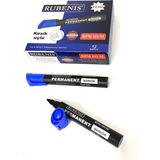 Rubenıs Permanent Koli Kalemi Kesik Uçlu Mavi 12 'li ( 1 Paket )