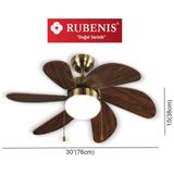 Rubenis RBT306 BRW Glob Aydınlatmalı Tavan Vantilatörü MDF Malzeme ile Salon ve Yatak Odası İçin - Kahverengi