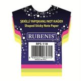 Rubenis Rps-118 Yapışkanlı Not Kağıdı Tişört Desenli Fosforlu 4 Renk (12 Koçan)
