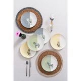 Rubi Porselen 6'lı Savanda Safari Temalı Pasta Tabağı Seti 20 Cm - Kahvaltı & Tatlı Sunum