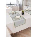 RUBİ PORSELEN Dubai Desenli Keten Masa Runner | Modern Sofra Runner 40x140 cm