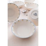 RUBİ PORSELEN Liora Çiçek Desenli 16 cm Porselen Çorba Kasesi Tabağı - 6 Adet
