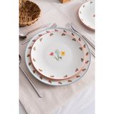 RUBİ PORSELEN Liora Çiçek Desenli 20 cm Porselen Pasta & Kahvaltı Tabağı - 6 Adet