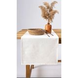 Rubi Porselen Premium Keten Runner 40 x 150 cm - Yumuşak Dokulu - Krem