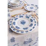 Rubi Porselen Vintage Flowers Blue 24 Parça 6 Kişilik Porselen Yemek Takımı - Lacivert