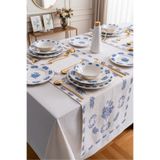 Rubi Porselen Vintage Flowers Blue 48 Parça 12 Kişilik Porselen Yemek Takımı - Lacivert