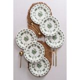 Rubi Porselen Vintage Flowers Green 25 cm 6’lı Porselen Servis Tabağı Seti - 25 x 25