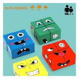 Rubik Emoji Bulmaca Oyunu 16 Küp 64 Kart ve Zil Eğitici Oyuncak