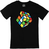 Rubik Küp Tasarımlı Siyah Tişört - XL