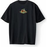 Rubik Zeka Küpü Erimiş Kombinasyon Oversize Unisex Tişört T-Shirt - Siyah - L