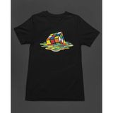 Rubik Zeka Küpü Erimiş Kombinasyon Unisex Tişört T-Shirt - Siyah - L