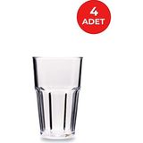 Rubikap Kırılmaz Polikarbonat Su Meşrubat Çay Kahve Bardağı Sunumluk Bardak Şeffaf - 4 Adet - 400 ml
