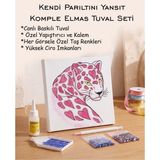 Rübiş Fotoğrafçılık Taşlı Elmas Mozaik Tuval Seti - Pembe Kalpli Leopar