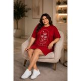 Rubonia Kadın Büyük Beden Çiçek Baskılı Motto Yazılı Pamuklu Süprem T-Shirt Elbise - Rahat Kesim Günlük Ev Elbisesi xl - 2xl - 3xl - 4xl - 5xl - 6xl - 7xl - 8xl