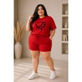 Rubonia Kadın Büyük Beden Kalp Kelebek Baskılı Şort Takımı Oversize 2'li Pamuklu Rahat Kalıp Günlük Spor Casual Yazlık L • XL • 2XL • 3XL • 4XL • 5XL • 6XL • 7XL • 8XL