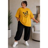 Rubonia Kadın Büyük Beden Oversize 2'li Eşofman Takımı Baskılı Rahat Kalıp Günlük Salaş Spor Takım Bol Paça XL-2XL-3XL-4XL-5XL-6XL-7XL-8XL-9XL