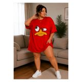 Rubonia Kadın Büyük Beden Oversize Karikatür Baskılı Uzun Tişört Rahat Salaş Kalıp Günlük Bisiklet Yaka xl - 2xl - 3xl - 4xl - 5xl - 6xl - 7xl - 8xl