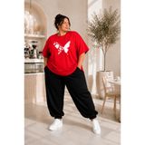 Rubonia Kadın Büyük Beden Oversize Kelebek Baskılı 2'li Eşofman Takımı Rahat Kalıp Günlük Bol Paça Salaş Takım XL-2XL-3XL-4XL-5XL-6XL-7XL-8XL