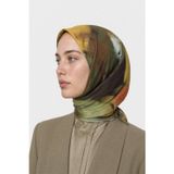 Ruby Desen Organik Eşarp Haki