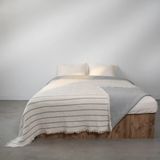 Ruby Dolgulu Müslin Çift Kişilik Yatak Örtüsü Ekru Gri 230X250 cm - Ekru - Gri - 230 x 250 cm