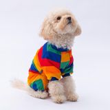Ruby Gökkuşağı Penye Tulum Kedi Köpek Tulumu Kedi Köpek Kıyafeti Köpek Pijaması - Mavi - 3XL