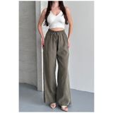 Ruby Wear Kadın Tencel Kumaş Yüksek Bel Bol Paça Beli Lastikli Salaş Pantolon