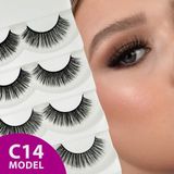 Rubyface Doğal Görünümlü İpek Bütün 5li Takma Kirpik Seti- 5 Çift Gerçek Takma Kirpik- Model: C14