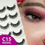 Rubyface Doğal Görünümlü İpek Bütün 5li Takma Kirpik Seti- 5 Çift Gerçek Takma Kirpik- Model: C15