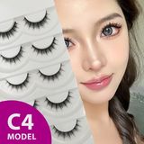 Rubyface Doğal Görünümlü İpek Bütün 5li Takma Kirpik Seti- 5 Çift Gerçek Takma Kirpik- Model: C4