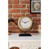 Ruccia Gold Metal Masa Saati, Sessiz Mekanizmalı Dekoratif Saat, Hareketli Üst Kısımlı Modern Masaüstü Saat, Dijital Baskı Kadran, AA Pilli, Ofis Salon Çalışma Masası İçin