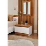 Rudu Asel Komodin 45x42x30 cm 1 Çekmeceli Beyaz-Meşe Yatak Odası Komodin Bebek Odası Genç Odası