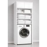 Rudu Lavin Çok Amaçlı Banyo Dolabı Düzenleyici 66x65x190 cm 2 Kapaklı 4 Raflı