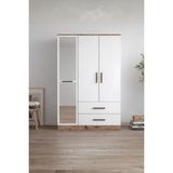Rudu Liva 3 Kapaklı Aynalı 108X45X189 cm 2 Çekmeceli, Giyisi, Eşya Dolap/gardırop Beyaz-Çam - Beyaz - Çam