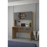 Rudu Mudo Çalışma Bilgisayar Masası 120X60X152 cm Raflı 2 Kapalı 1 Çekmeceli Antrasit-Çam - Antrasit - Çam