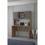 Rudu Mudo Çalışma Bilgisayar Masası 120x60x152 cm Raflı 2 Kapalı 1 Çekmeceli Antrasit-Çam