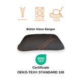 Rudu Ortopedik, Siyah Kılıf Visco Visko Bütün Sünger Yastık 60x40x15 cm 1250 gr Omuz/Boyun Destekli