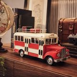 Ruedalgia Vintage Metal Gezi Otobüsü Dekoratif Obje El Yapımı Nostaljik Retro Metal Model Maket