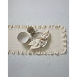 Rufle | Fırfırlı Keten Runner 40 x 110 cm - Bej
