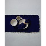 Rufle | Fırfırlı Keten Runner 40 X 110 Cm (Lacivert)